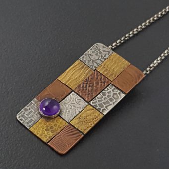 amethyst patchwork mixed metal necklace