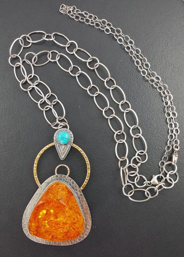 Amber Turquoise Mixed Metal Necklace Michele Grady