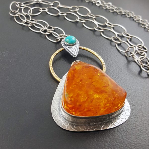 Amber Turquoise Mixed Metal Necklace