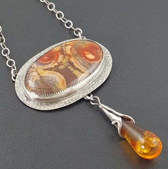 birds eye rhyolite amber necklace 4