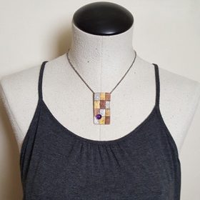 amethyst patchwork mixed metal necklace 1