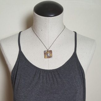 square mixed metal patchwork necklace 4