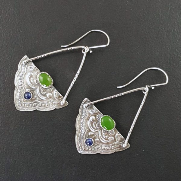 mandala earrings with jade and blue sapphire michele grady