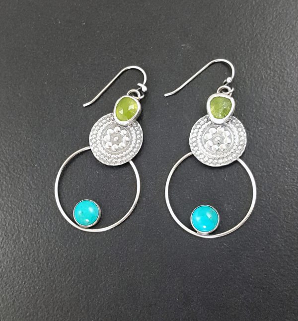 Turquoise and Vesuvianite Earrings 1