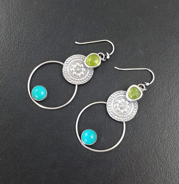 Turquoise and Vesuvianite Earrings 2