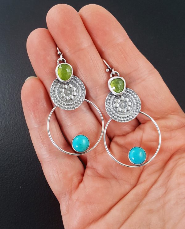 Turquoise and Vesuvianite Earrings 3