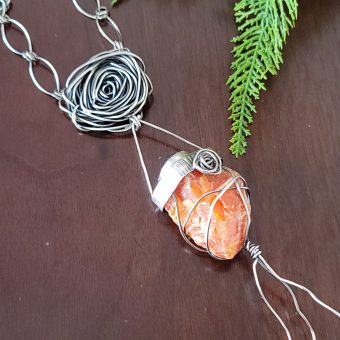 orange calcite rose statement necklace 2