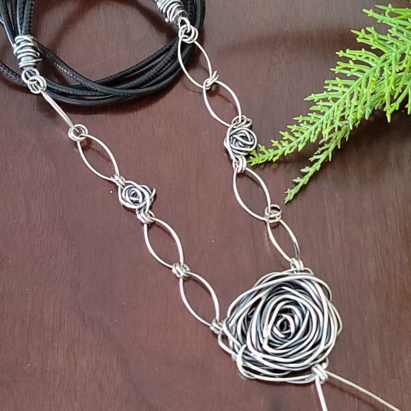 orange calcite rose statement necklace 3