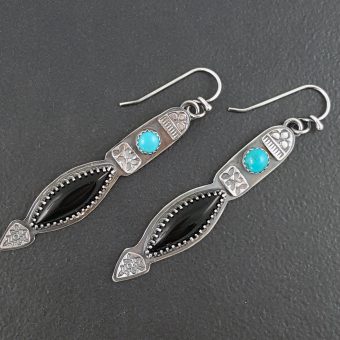 Turquoise and Black Onyx Earrings