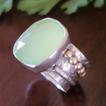 Green chalcedony wide band ring Michele Grady