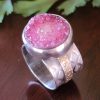 pink druzy wide band ring