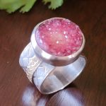 pink druzy wide band ring Michele Grady