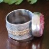 pink druzy wide band ring