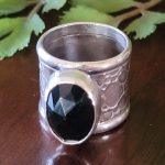 rose cut black onyx wide band ring Michele Grady