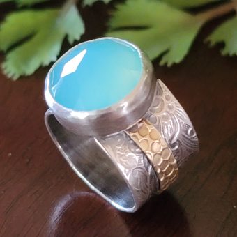 blue chalcedony wide band ring Michele Grady