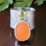 carnelian peridot wide band ring Michele Grady