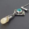 chrysocolla and amber necklace