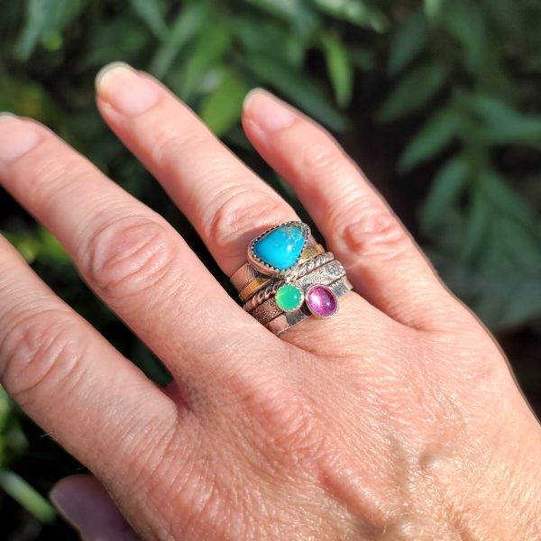 Turquoise Stacking Rings Size 6.5