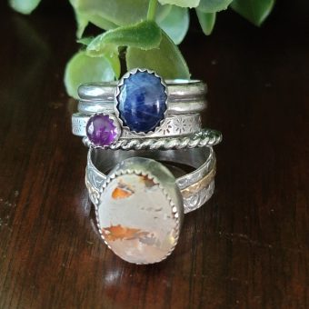 Fire Opal Stacking Rings Size 8
