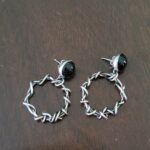 Black Onyx Grapevine Hoop Earrings