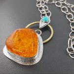 Amber Turquoise Mixed Metal Necklace