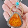 Amber Turquoise Mixed Metal Necklace