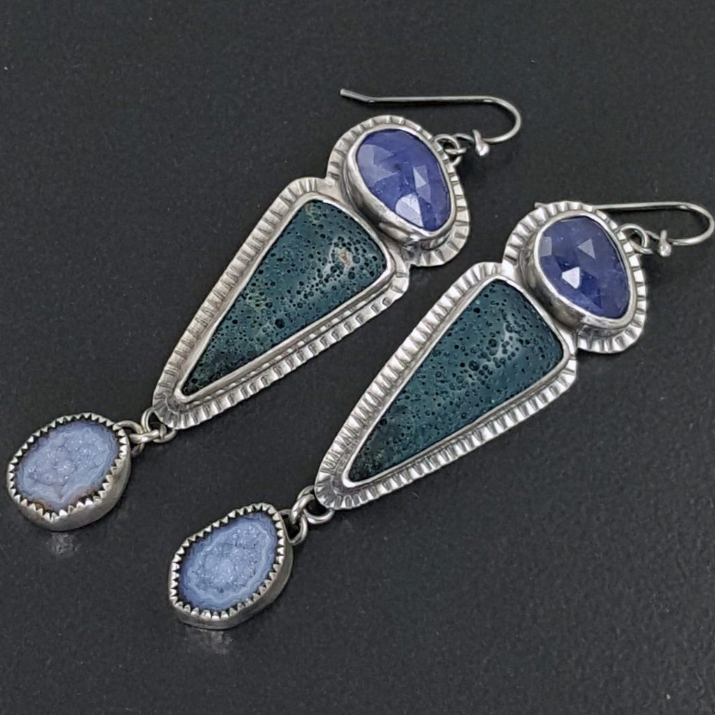 Tanzanite Leland Blue Geode Earrings - Michele Grady Designs