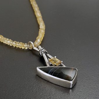 striped onyx citrine necklace