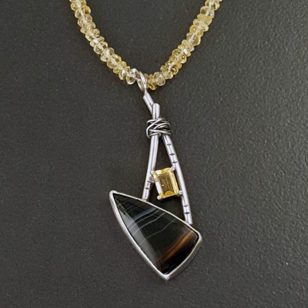 striped onyx citrine necklace