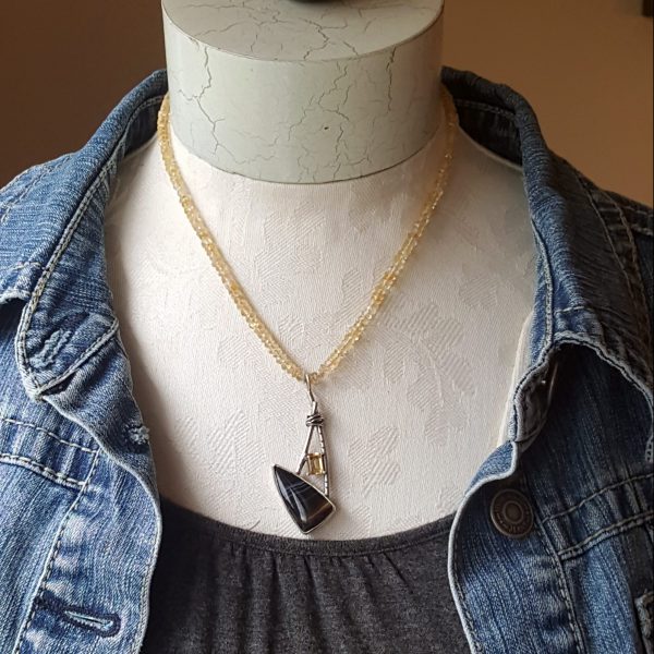 striped onyx citrine necklace