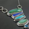 azurite malachite stacked stone necklace