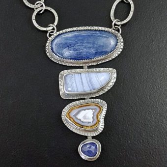 kyanite blue lace stacked stone necklace Michele Grady
