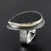Natural surface black jade ring