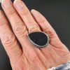 Natural surface black jade ring