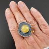 Yellow aventurine and amber ring
