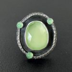 rose cut green chalcedony multi stone ring