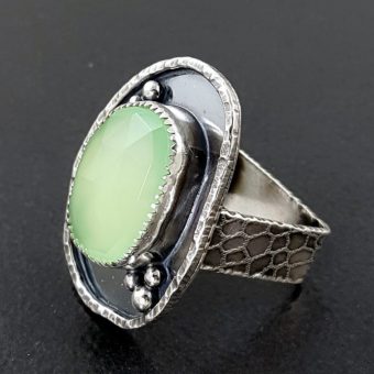 Rose Cut Green Chalcedony Ring Size 8 thru 9 - Michele Grady Designs