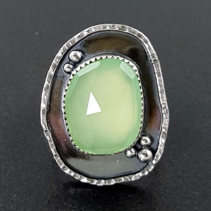 Green Chalcedony Gemstone 925 Sterling Silver Jewelry Ring, Weight: 4.72  Gms, 7 Us at Rs 800/piece in Jaipur