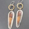 banded agate mixed metal earrings