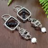 blue goldstone pearl grapevine earrings