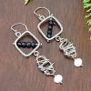 blue goldstone pearl grapevine earrings 2