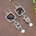 blue goldstone pearl grapevine earrings 2