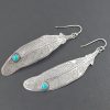 Turquoise Feather Earrings