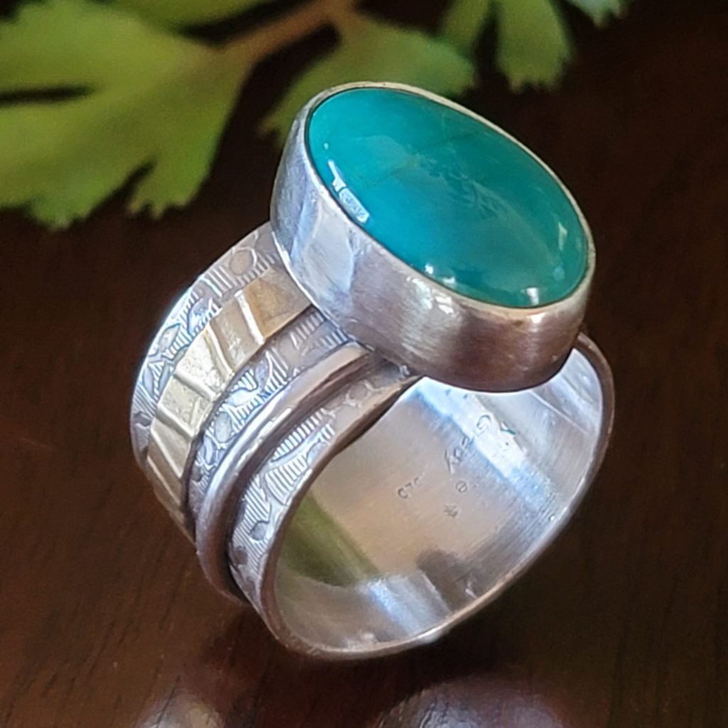 Turquoise Wide Band Ring Size 8.5 - Michele Grady Designs