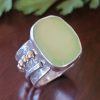 Green chalcedony wide band ring