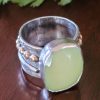 Green chalcedony wide band ring