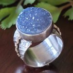 blue druzy wide band ring Michele Grady