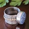 blue druzy wide band ring
