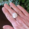 coin pearl wide band ring
