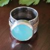 blue chalcedony wide band ring